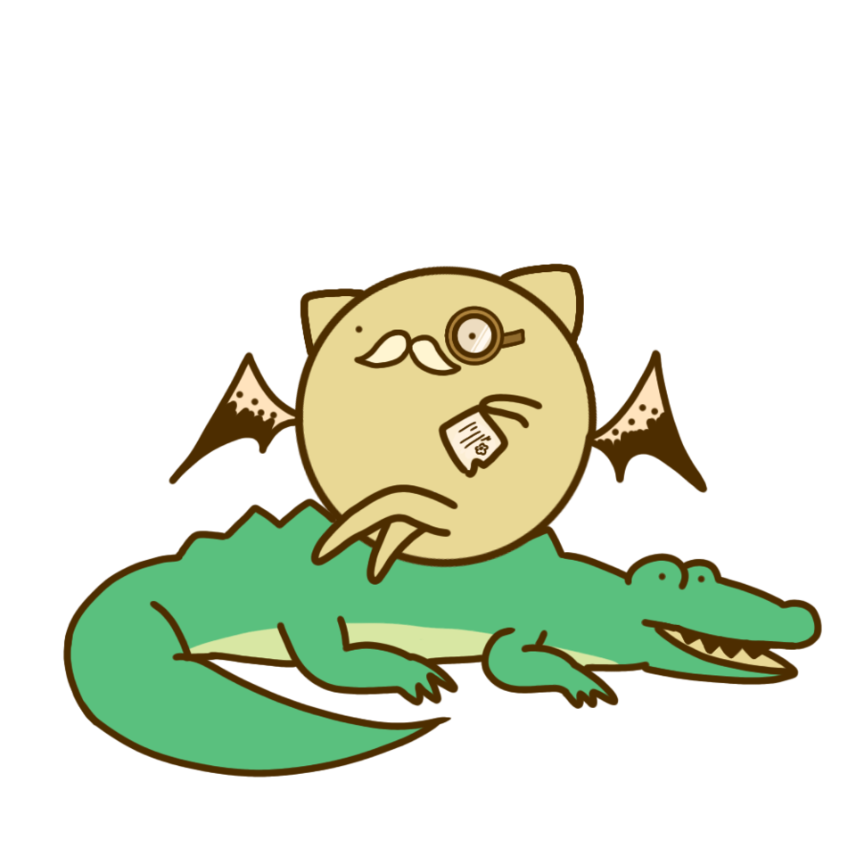 A little cat sitting on a green crocodile, from Jessie’s blog